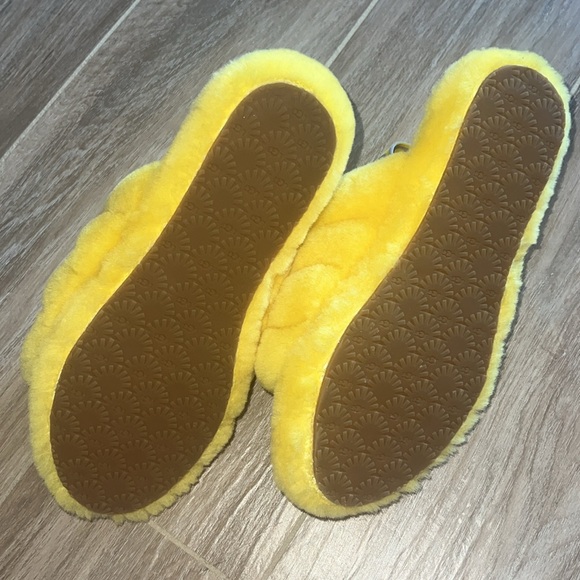 UGG fuzzy slip ons bright yellow - Picture 2 of 6